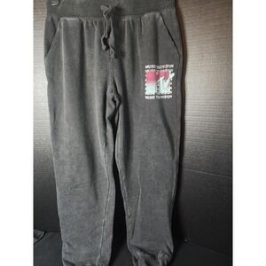 Womens MTV LOGO Faded Black Sweatpants Size Small